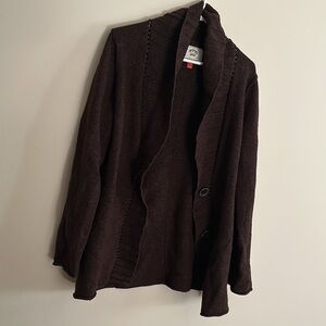 Espirit chocolate brown long sleeve open  knit cardigan with buttons Sz L